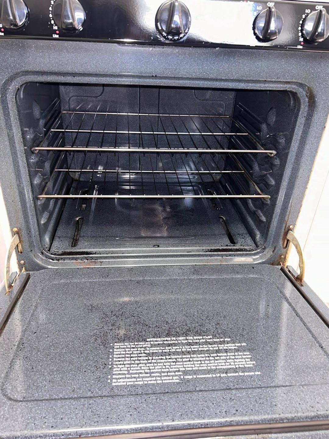 Oven after cleaning — clean racks and interior