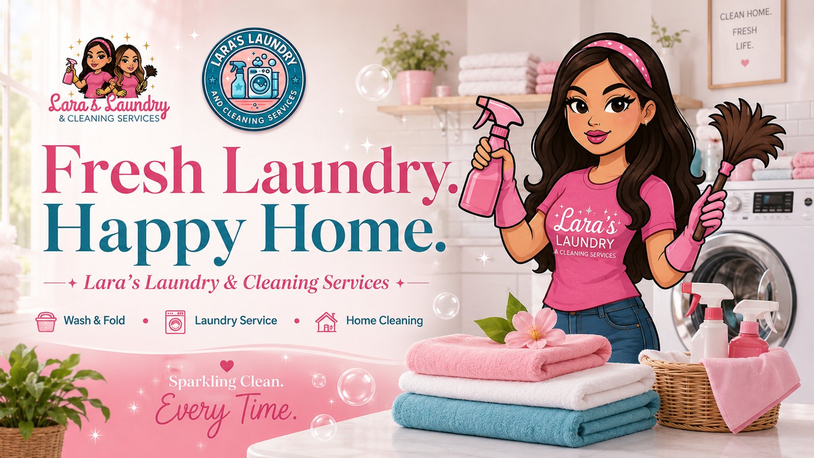 Lara's Laundry & Cleaning Services — Fresh Laundry. Happy Home. Sparkling clean every time.